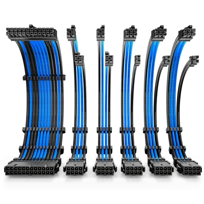 Antec Black/Blue PSU Extension Cable Kit - 6 Pack (1x 24 Pin, 2x 4+4 Pin, 3x 6+2 Pin) - IT Supplies Ltd