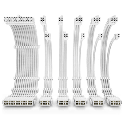 Antec White PSU Extension Cable Kit 6 Pack (24-PIN / 3x PCI-E 6+2 / 2x CPU 4+4) - IT Supplies Ltd