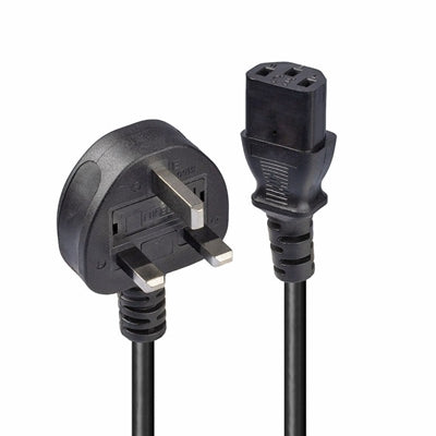 LINDY 30434 3m UK 3 Pin Plug To IEC C13 Mains Power Cable, Black, 10 year warranty - IT Supplies Ltd