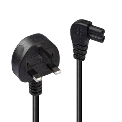 LINDY 30454 0.5m UK 3 Pin Plug to Right Angled IEC C7 mains power Cable, Black - IT Supplies Ltd