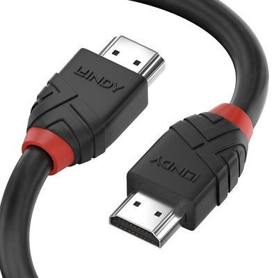LINDY 36471 Black Line HDMI Cable, HDMI 2.0 (M) to HDMI 2.0 (M), 1m, Black &amp; Red, Supports UHD Resolutions up to 4096x2160@60Hz, Triple Shielded Cable, Corrosion Resistant Copper Coated Steel with 30AWG Conductors, Retail Polybag Packaging - IT Supplies Ltd