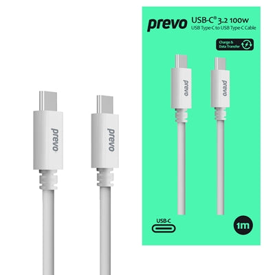 Prevo USB 3.2 100W USB-C to USB-C cable, 20V/5A, 10GB/20GB/s 1m - IT Supplies Ltd