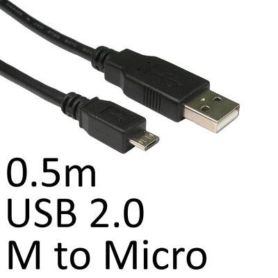 USB 2.0 A (M) to USB 2.0 Micro B (M) 0.5m Black OEM Data Cable - IT Supplies Ltd