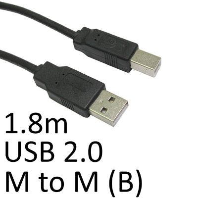 USB 2.0 A (M) to USB 2.0 B (M) 1.8m Black OEM Printer/Scanner Data Cable - IT Supplies Ltd