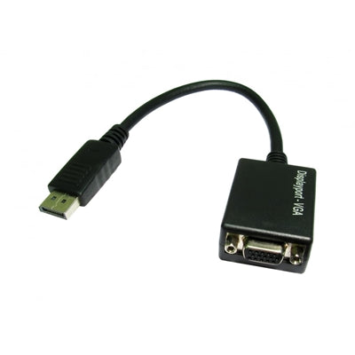 HDHDPORT-VGACAB Converter Adapter, DisplayPort 1.2 (M) to VGA (F), 0.15m Cabled Adapter, Black, 2048x1152 Max Resolution Support, Supports up 1080p at 50/60hz - IT Supplies Ltd