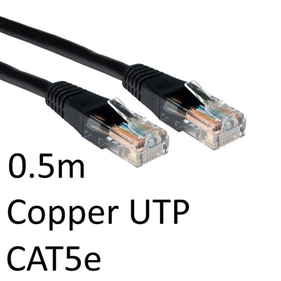 RJ45 (M) to RJ45 (M) CAT5e 0.5m Black OEM Moulded Boot Copper UTP Network Cable - IT Supplies Ltd