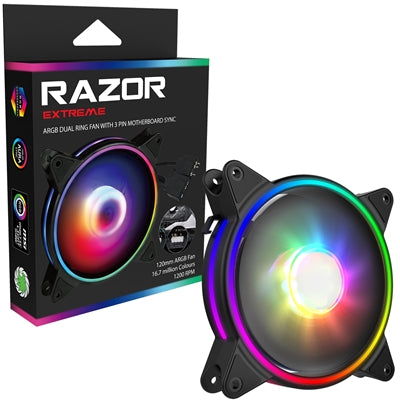 GameMax Razor Extreme 120mm 1200RPM PWM Addressable RGB LED Fan - IT Supplies Ltd