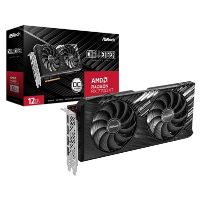 ASRock AMD Radeon RX7700 XT Challenger 12GB OC Graphics Card, GDDR6, 3x DisplayPort, 1x HDMI, Dual Fan, Ultra-Fit Heatpipe, Metal Backplate, 0dB Silent Cooling - IT Supplies Ltd