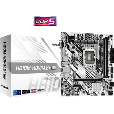 ASRock H610M-HDV/M.2+ D5, Intel 12th and 13th ,DDR5, SATA3, USB 3.2 Gen1 - IT Supplies Ltd