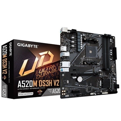 Gigabyte A520M DS3H V2 Motherboard, AMD Socket AM4, Micro ATX, DDR4, Pure Digital VRM, High Quality Audio, Gaming LAN, PCIe 3.0 x 4 M.2, RGB Fusion 2.0, DVI/HDMI/DisplayPort - IT Supplies Ltd