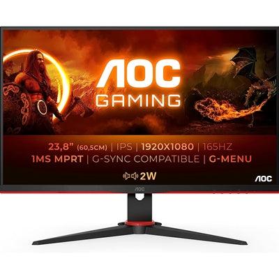 AOC 24G2SPU/BK IPS monitor 23.8 Inch 1920 x 1080 pixels, Full HD, 4ms, 165Hz, VGA, HDMI, DisplayPort, USB, Height Adjustable, Speakers, Black &amp; Red - IT Supplies Ltd