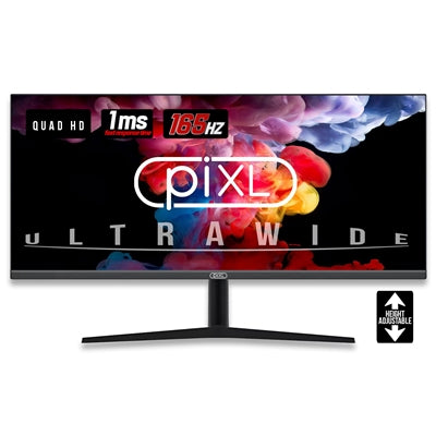 piXL 34-inch WQHD UltraWide 165Hz Gaming Monitor with 100% sRGB Colour Gamut, Quad HD 3440 x 1440 IPS Panel & 1ms Response Time - IT Supplies Ltd