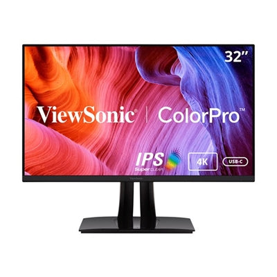 ViewSonic VP3256-4K 32inch Premium IPS 4K Ergonomic Monitor, Ultra-Thin Bezels, Colour Accuracy, Pantone Validated, HDMI, DisplayPort, USB Type-C, Professional Graphic Design, Photo & Video Editing, Black - IT Supplies Ltd