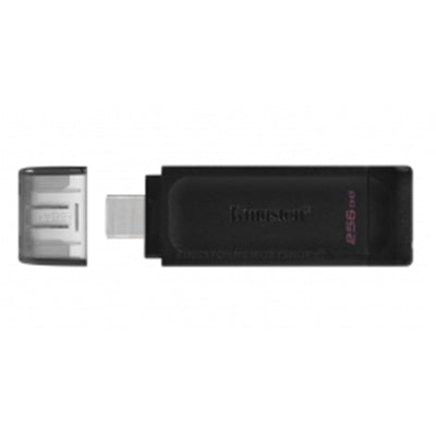 Kingston DT70/256GB DataTraveler 256GB USB Flash Drive, USB 3.2, USB-C, Gen1, 80MB/s, Cap Design, Black, - IT Supplies Ltd