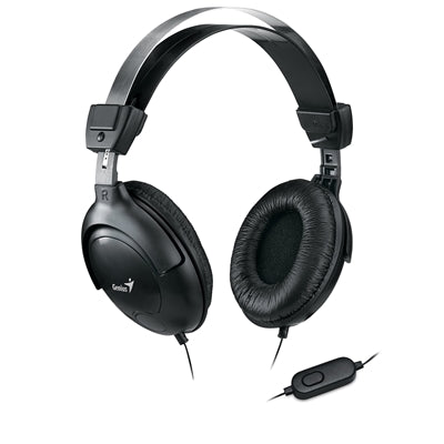 Genius HS-M505X Noise-cancelling Headset with Mic, 3.5mm Connection, Plug and Play with Adjustable Headbandand, In-line microphone and Volume Control, Black - IT Supplies Ltd