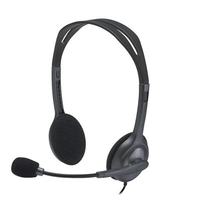 Logitech H111 Wired Headset, Stereo Sound, 3.5mm Audio Jack, Noise-Cancelling Microphone, Black - IT Supplies Ltd