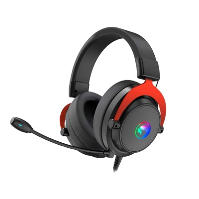 Marvo Scorpion HG9067 7.1 Virtual Surround Sound RGB Gaming Headset, Flexible Omnidirectional Microphone, 50mm Audio Drivers, USB Connection, Black and Red - IT Supplies Ltd