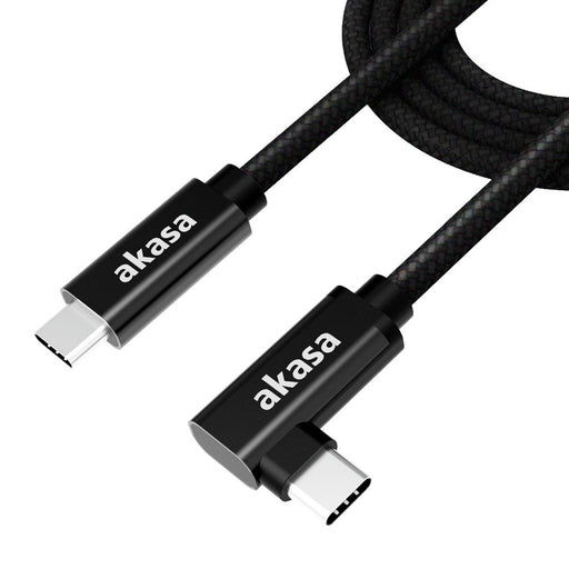 AKASA AK-CBUB66-20BK Data Cable. Right-Angled USB 3.2 Gen 2x2 Type-C (M) to USB 3.2 Gen 2x2 Type-C (M), 2m, Black - IT Supplies Ltd
