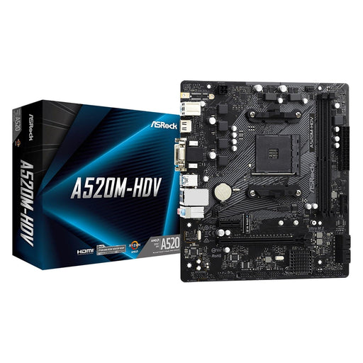 ASRock A520M-HDV AMD Socket AM4 Micro ATX HDMI/VGA/DVI M.2 USB 3.2 Gen1 Motherboard - IT Supplies Ltd