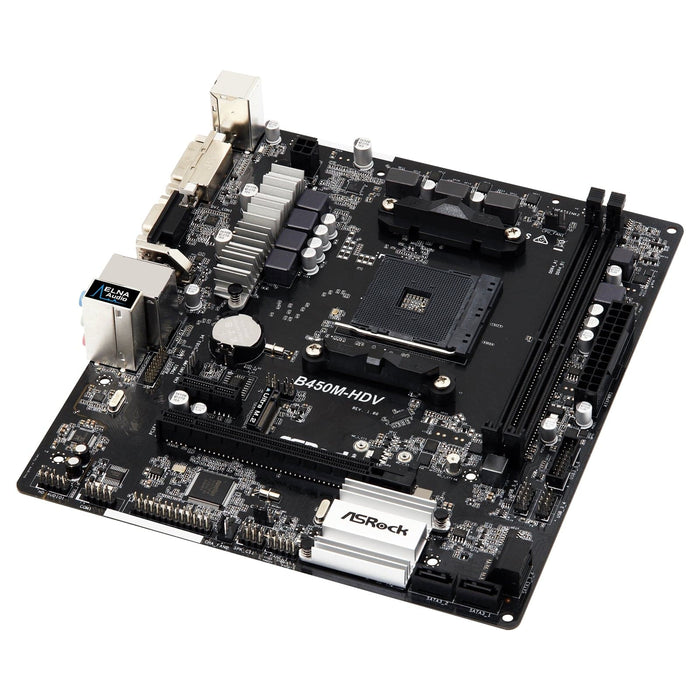ASRock B450M-HDV Motherboard, AMD Socket AM4, Micro ATX, DDR4, USB 3.1, 1 PCIe 3.0 x16, 1 PCIe 2.0 x1, VGA/DVI-D/HDMI, Realtek Gigabit LAN - IT Supplies Ltd