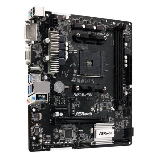 ASRock B450M-HDV Motherboard, AMD Socket AM4, Micro ATX, DDR4, USB 3.1, 1 PCIe 3.0 x16, 1 PCIe 2.0 x1, VGA/DVI-D/HDMI, Realtek Gigabit LAN - IT Supplies Ltd