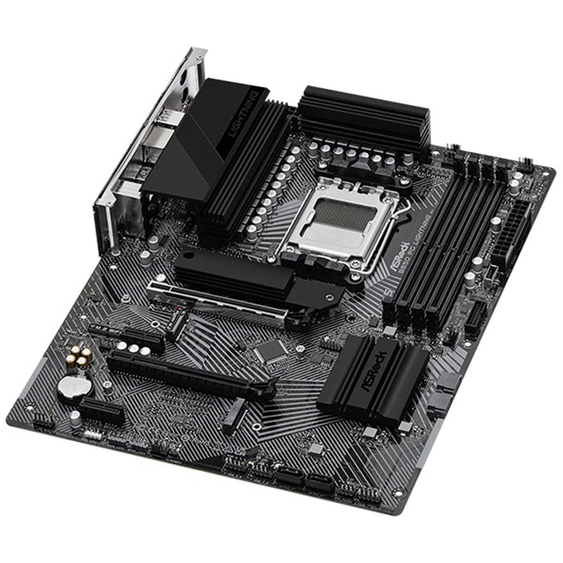 ASRock B650 PG LIGHTNING Motherboard, AM5 Socket 10th Gen, Micro ATX, DDR5, 1x PCIe 4.0 x16, PCI-e gen4x4, PCIe Gen4x3, PCIe Gen5x4, 7.1 Channel Audio, M.2, USB 3.2 Gen2x2, Gigabit LAN, HDMI, VGA - IT Supplies Ltd