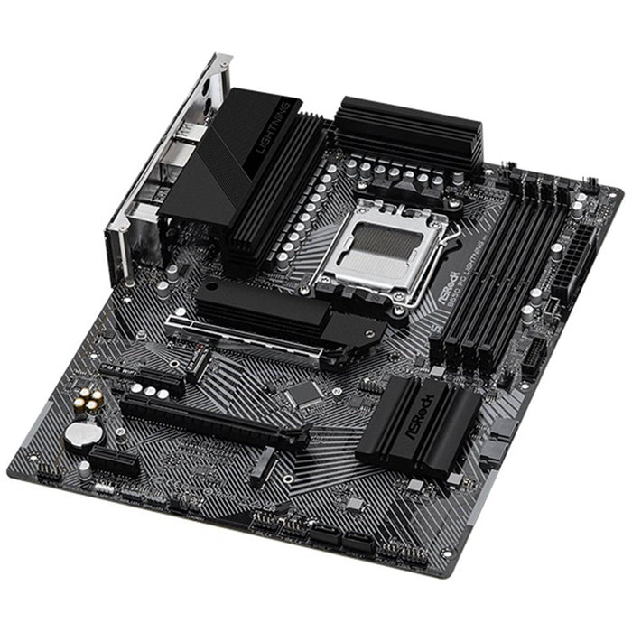 ASRock B650 PG LIGHTNING Motherboard, AM5 Socket 10th Gen, Micro ATX, DDR5, 1x PCIe 4.0 x16, PCI-e gen4x4, PCIe Gen4x3, PCIe Gen5x4, 7.1 Channel Audio, M.2, USB 3.2 Gen2x2, Gigabit LAN, HDMI, VGA - IT Supplies Ltd