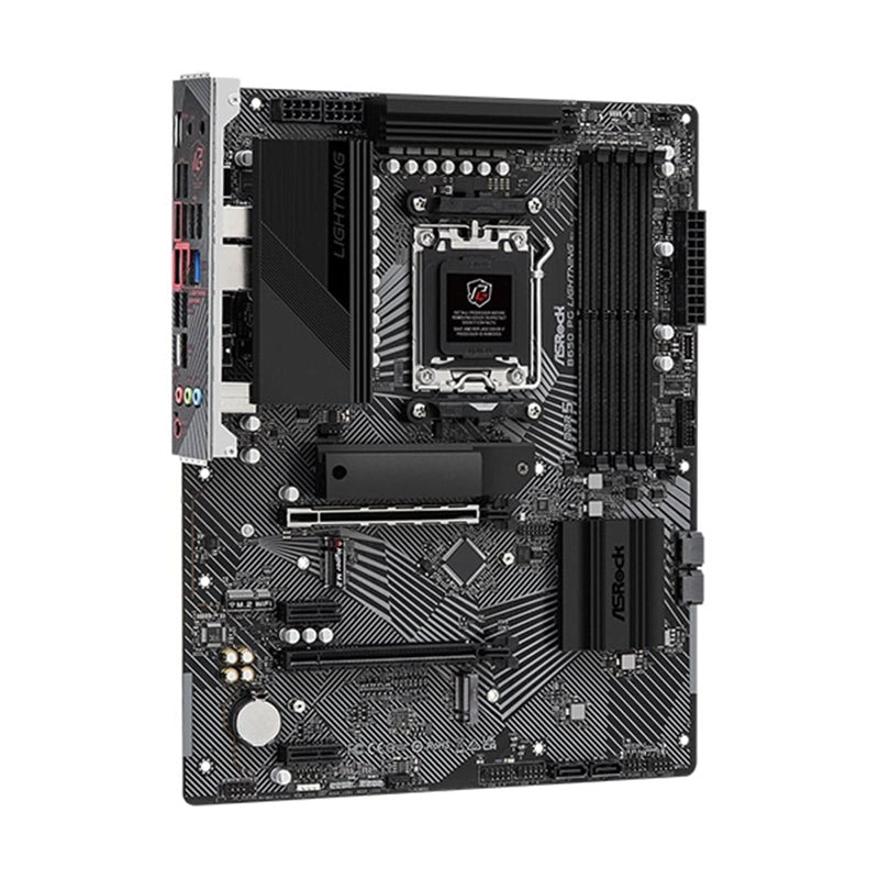 ASRock B650 PG LIGHTNING Motherboard, AM5 Socket 10th Gen, Micro ATX, DDR5, 1x PCIe 4.0 x16, PCI-e gen4x4, PCIe Gen4x3, PCIe Gen5x4, 7.1 Channel Audio, M.2, USB 3.2 Gen2x2, Gigabit LAN, HDMI, VGA - IT Supplies Ltd