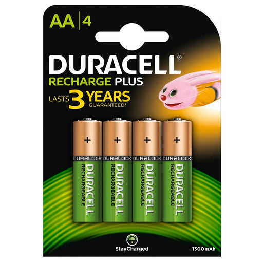 Duracell Recharge Plus Pack of 4 AA 1300mAh Rechargeable Batteries - IT Supplies Ltd