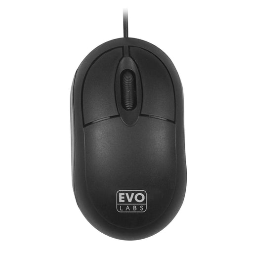 Evo Labs MO-001 Wired USB Mini Plug and Play Mouse 800 DPI Optical Tracking Black - IT Supplies Ltd