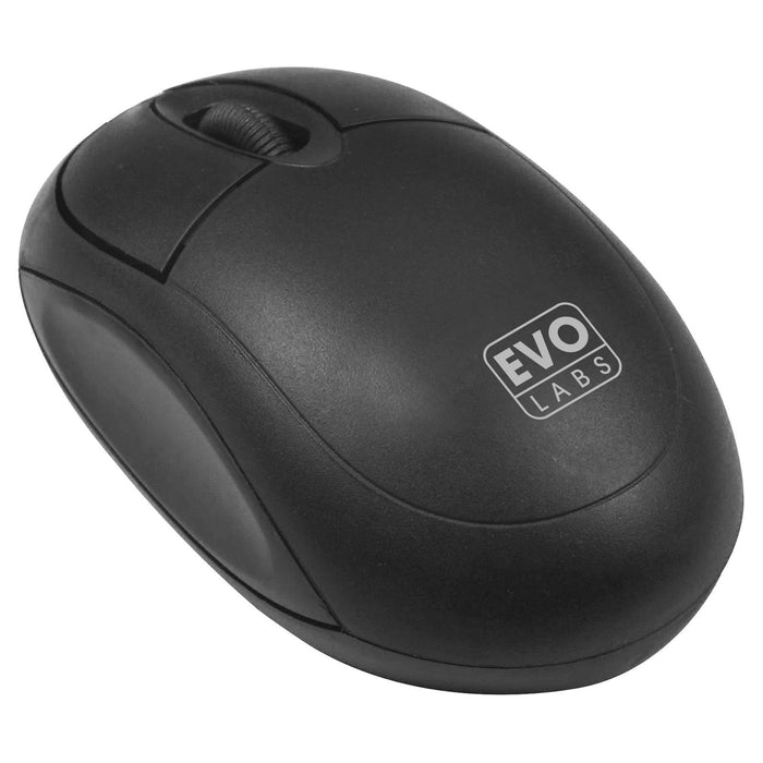 Evo Labs MO-001 Wired USB Mini Plug and Play Mouse 800 DPI Optical Tracking Black - IT Supplies Ltd