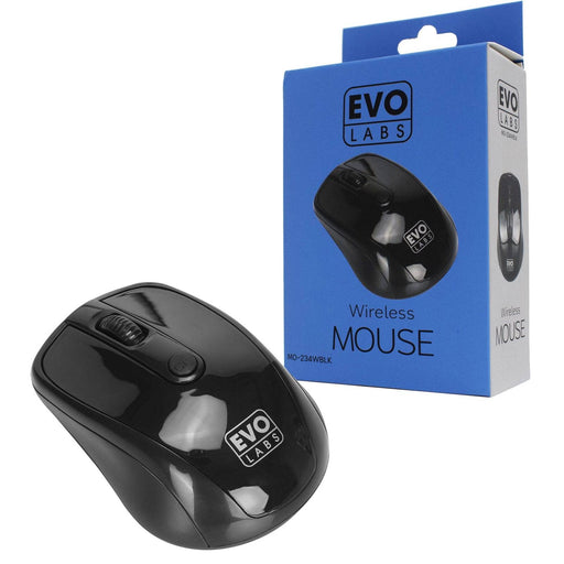Evo Labs MO-234WBLK Wireless Mouse 2.4GHz USB Mini Receiver - IT Supplies Ltd