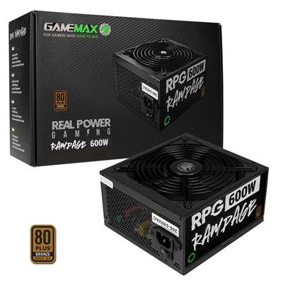GAMEMAX RPG Rampage 600W PSU, 140mm Ultra Silent Fan, 80 PLUS Bronze, Non Modular, Flat Black Cables, Japanese TK Main Capacitor Fitted - IT Supplies Ltd