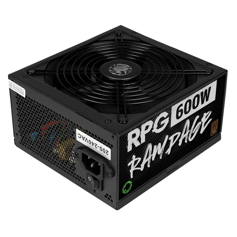 GAMEMAX RPG Rampage 600W PSU, 140mm Ultra Silent Fan, 80 PLUS Bronze, Non Modular, Flat Black Cables, Japanese TK Main Capacitor Fitted - IT Supplies Ltd