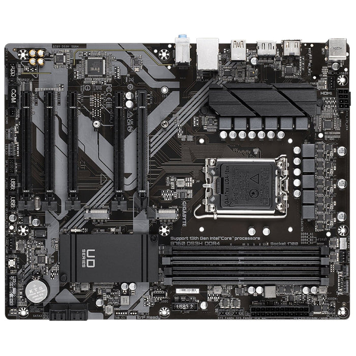 Gigabyte B760 DS3H DDR4 Motherboard, Intel Socket 1700, 12th/13th Gen, 1x PCIe 4.0 x16, 2 x PCIe 4.0 M.2, ATX, USB Type-C, 2.5GbE LAN, HDMI, DisplayPort, Smart Fan 6, Q-Flash Plus - IT Supplies Ltd