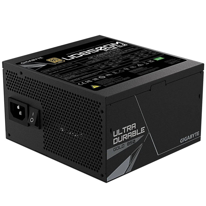 GIGABYTE UD850GM PG5 850W PSU, 120mm Smart Hydraulic Bearing Fan, 80 PLUS Gold, Fully Modular, UK Plug, High-Quality Japanese Capacitors, Support for PCIe Gen 5.0 Graphics Cards with High Quality Native 16-pin Cable - IT Supplies Ltd