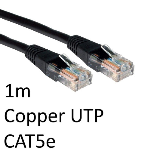 RJ45 (M) to RJ45 (M) CAT5e 1m Black OEM Moulded Boot Copper UTP Network Cable - IT Supplies Ltd