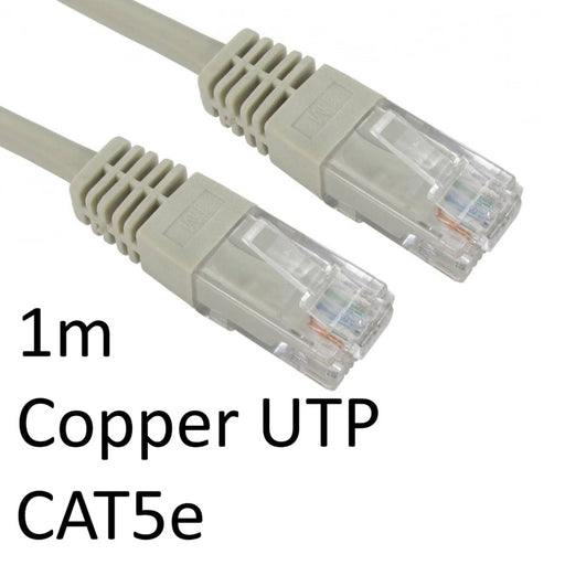 RJ45 (M) to RJ45 (M) CAT5e 1m Grey OEM Moulded Boot Copper UTP Network Cable - IT Supplies Ltd