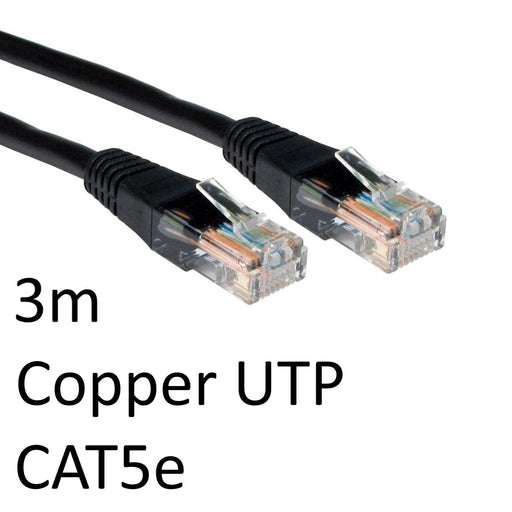 RJ45 (M) to RJ45 (M) CAT5e 3m Black OEM Moulded Boot Copper UTP Network Cable - IT Supplies Ltd