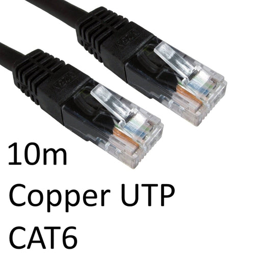 RJ45 (M) to RJ45 (M) CAT6 10m Black OEM Moulded Boot Copper UTP Network Cable - IT Supplies Ltd