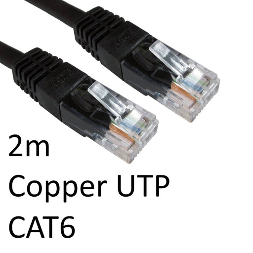 RJ45 (M) to RJ45 (M) CAT6 2m Black OEM Moulded Boot Copper UTP Network Cable - IT Supplies Ltd
