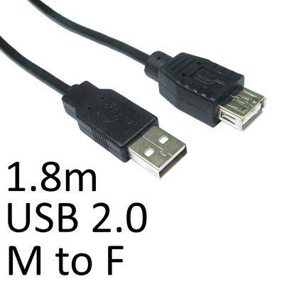 USB 2.0 A (M) to USB 2.0 A (F) 1.8m Black OEM Extension Data Cable - IT Supplies Ltd