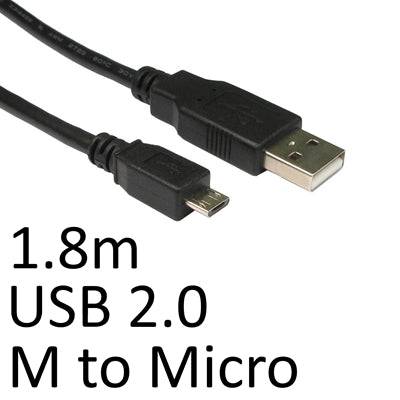 USB 2.0 A (M) to USB 2.0 Micro B (M) 1.8m Black OEM Data Cable - IT Supplies Ltd