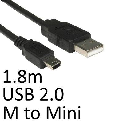 USB 2.0 A (M) to USB 2.0 Mini B (M) 1.8m Black OEM Data Cable - IT Supplies Ltd