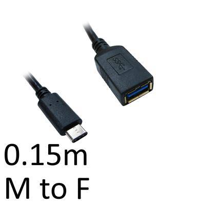 USB 3.0 A (F) to USB 3.1 C (M) 0.15m Black OEM Data Adapter - IT Supplies Ltd