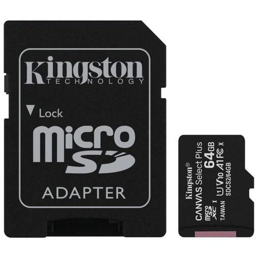Kingston Canvas Select Plus 64GB Micro SD UHS-I (U1) Flash Card with Adapter - IT Supplies Ltd