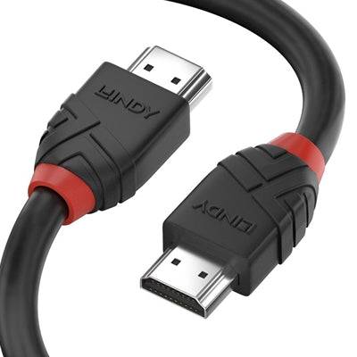 LINDY 36472 Black Line HDMI Cable, HDMI 2.0 (M) to HDMI 2.0 (M), 2m, Black & Red, Supports UHD Resolutions up to 4096x2160@60Hz, Triple Shielded Cable, Corrosion Resistant Copper Coated Steel with 30AWG Conductors - IT Supplies Ltd