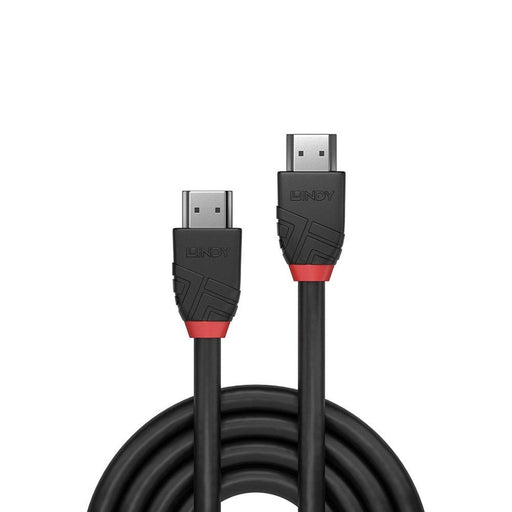 LINDY 36474 Black Line HDMI Cable, HDMI 2.0 (M) to HDMI 2.0 (M), 5m, Black & Red, Supports UHD Resolutions up to 4096x2160@60Hz, Triple Shielded Cable, Corrosion Resistant Copper Coated Steel with 30AWG Conductors, Retail Polybag Packaging - IT Supplies Ltd