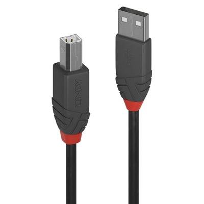 LINDY 36672 Anthra Line USB Cable, USB 2.0 Type-A (M) to USB 2.0 Type-B (M), 1m, Black & Red, Supports Data Transfer Speeds up to 480Mbps - IT Supplies Ltd