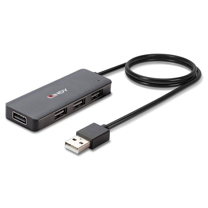 LINDY 42986 4 Port USB Hub, 4 x USB 2.0 Type-A (F) Ports, Supports Data Transfer Rates of up to 480 Mbps, Plug and Play Installation, USB Bus-Powered with DC Socket for External Power Supply - IT Supplies Ltd